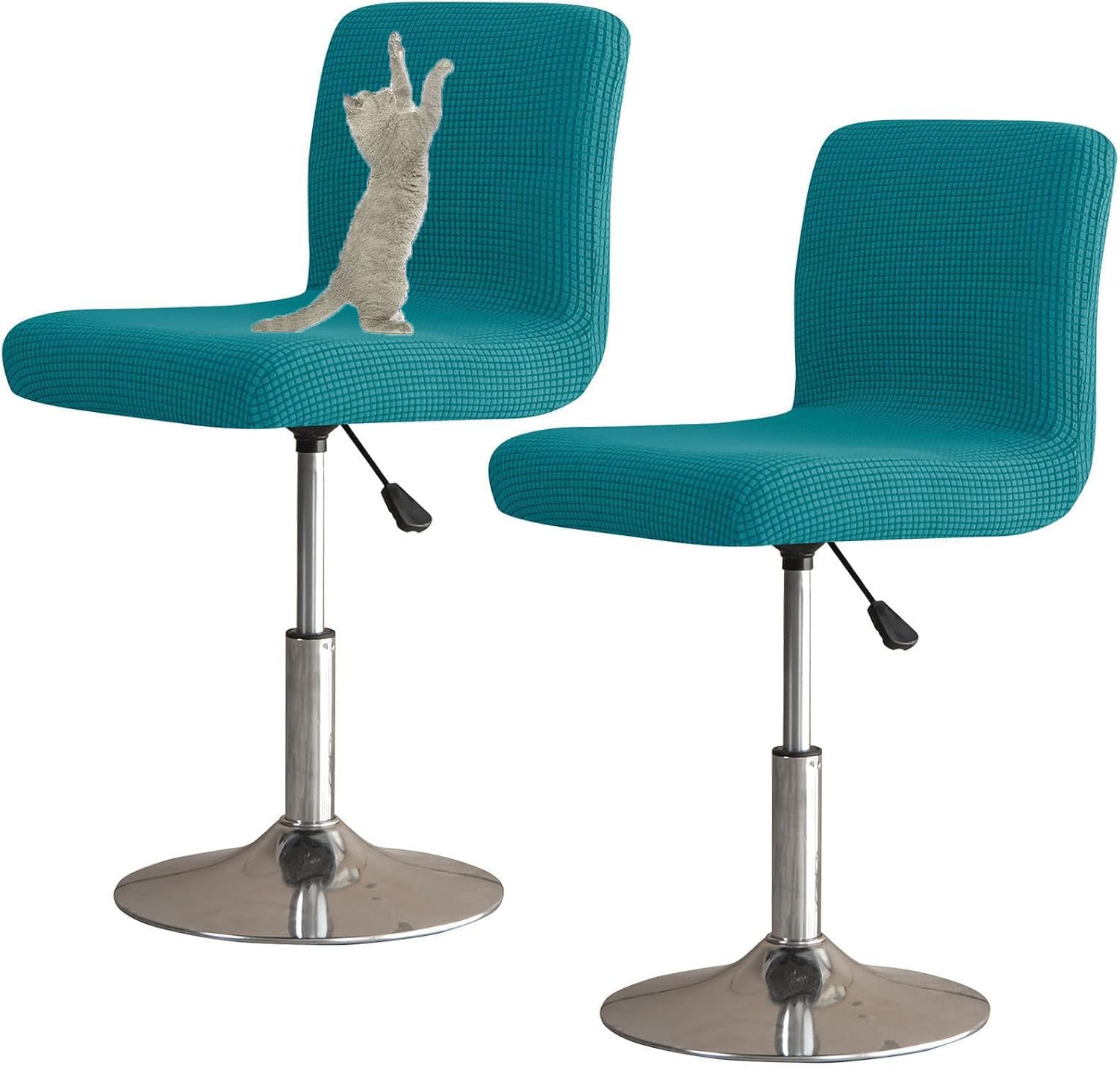 YOPOIY Bar Stool Covers with Backs Set of 6 4 2, Cat Scratch Proof Stretch Bar Stool Chair Covers Washable Universal Swivel Pub Chair Slipcover (Blue b,2 PCS)