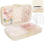 FYY Organisateur hebdomadaire de pilules avec étiquettes,8 Compartiments Travel Daily Pill Case Étanche à l'humidité Grande boîte à pilules pour tenir les vitamines, l'huile de poisson, suppléments, swab de coton et bandages rose