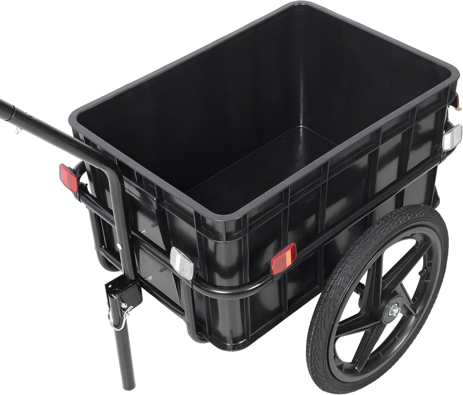 Heavy Duty Bike Cargo Trailer with Anti-Tip Support Bar & Quick Release Coupler, 600D PVC Waterproof Cover, Removable Box, Bicycle Utility Wagon for Grocery, Camping, Pet Transport