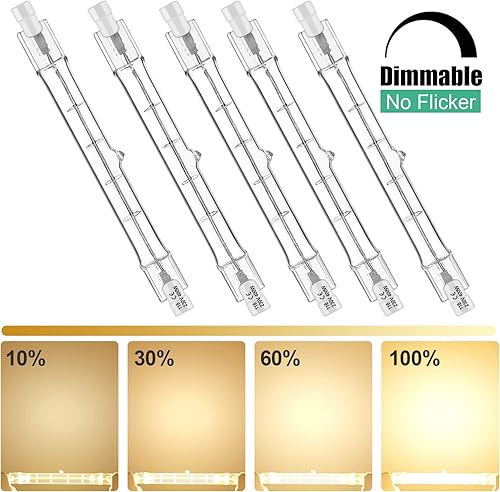 Miniatura 4 de Jaenmsa R7S - Paquete de 5 bombillas halógenas R7S T3 de 3.071 in, 150 W, 120 V, tipo J, 120 voltios, bombilla halógena con larga vida útil,