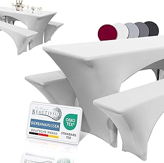 Beautissu Elegant Stretch Covers, Set of 3 Victoria – Elastic Covers for Beer Tent Set 220 x 70 cm – Festive Cover Beer Ta...