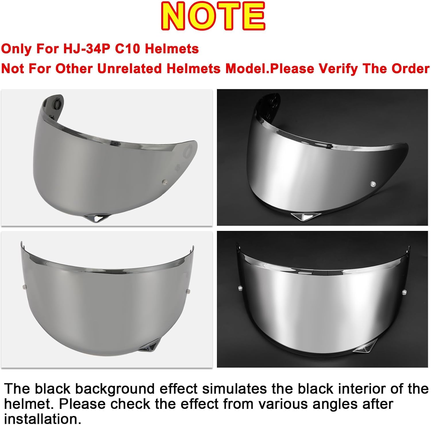 PSLER C10 Visor - C10 Tinted Visor HJ-34P Visor Helmet Face Shield for C10 HJ-34P,Silver Visor