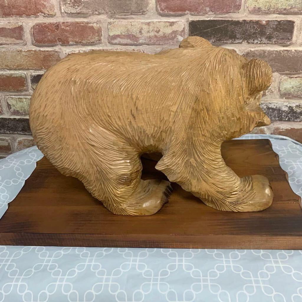 Amazon.co.jp: H109北海道白老木彫熊高さ約24cm【良品】置物木彫りの熊