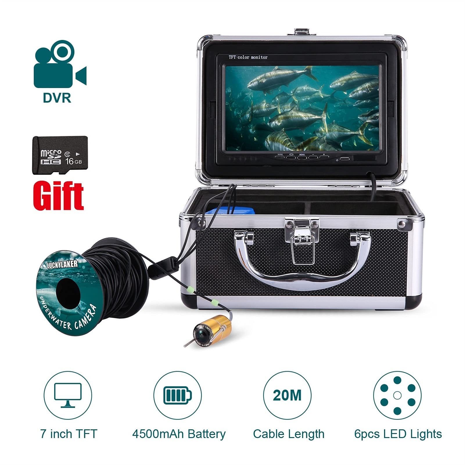 Podwodna kamera wędkarska, Wideo Fish Fisher 7 cal LCD Monitor Kamera Zestaw do zimowej podwodnej wędkowania podwodnego podświetlenia Chłopiec/Męski prezent