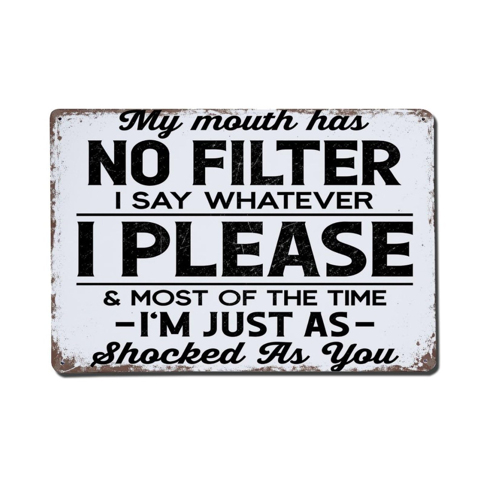 No Filter I Say Whatever I Please Vintage Tin Sign Retro Metal Wall Decor Metal Poster, Home Bar Garage Farmhouse Cafe Wall Art Decoration 8x12Inches