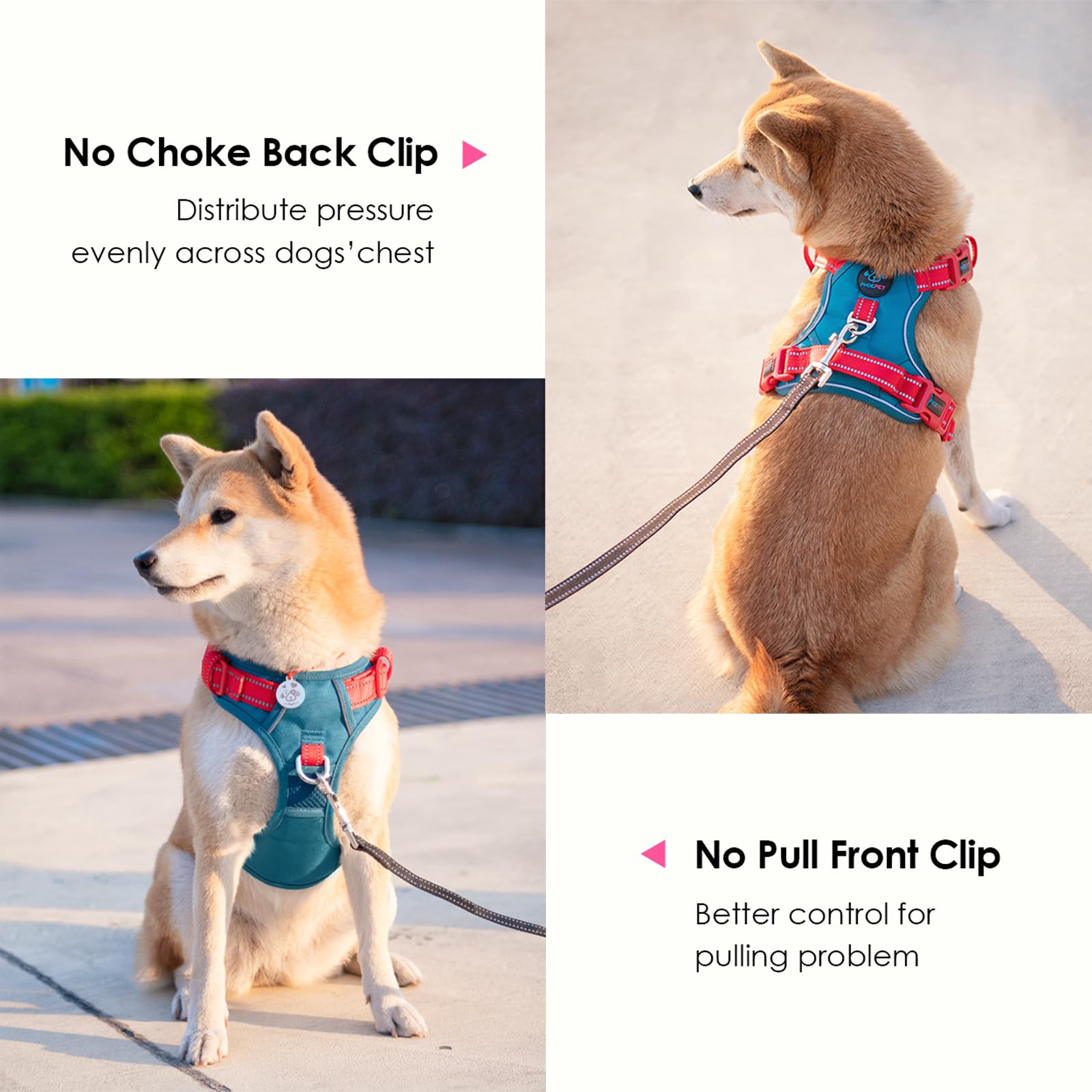 PHOEPET No Pull Dog Harness, Unique Colors Reflective Adjustable Dog Vest - Image 3