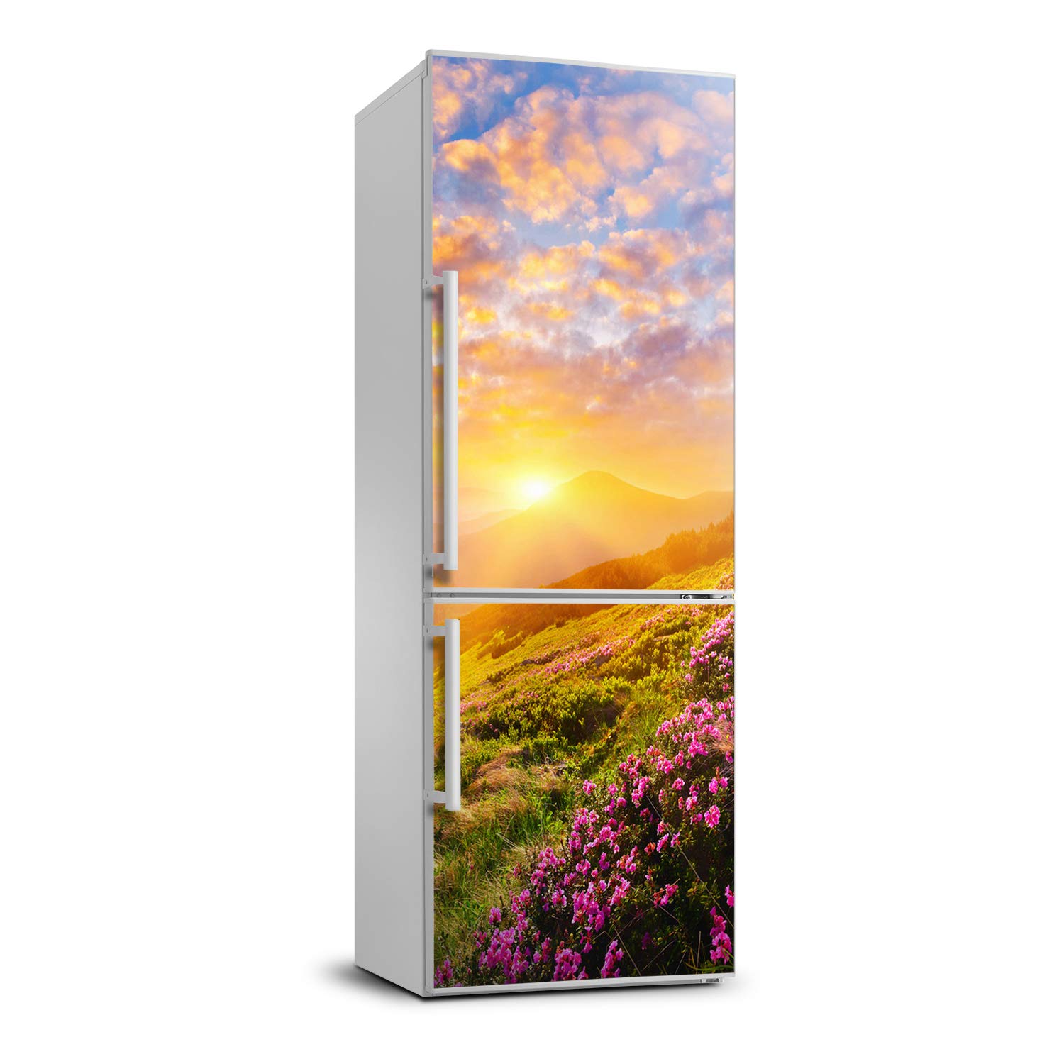 Sticker Frigo pour Masquer les Rayures Motif Montagne Silencieuse