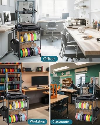3D Printer Stand with Filaments Storage - 3D Printer Table Filament Shelf Storage Rack Heavy Duty 3D Printer Cart Desk with Wheels for 3D Workshop