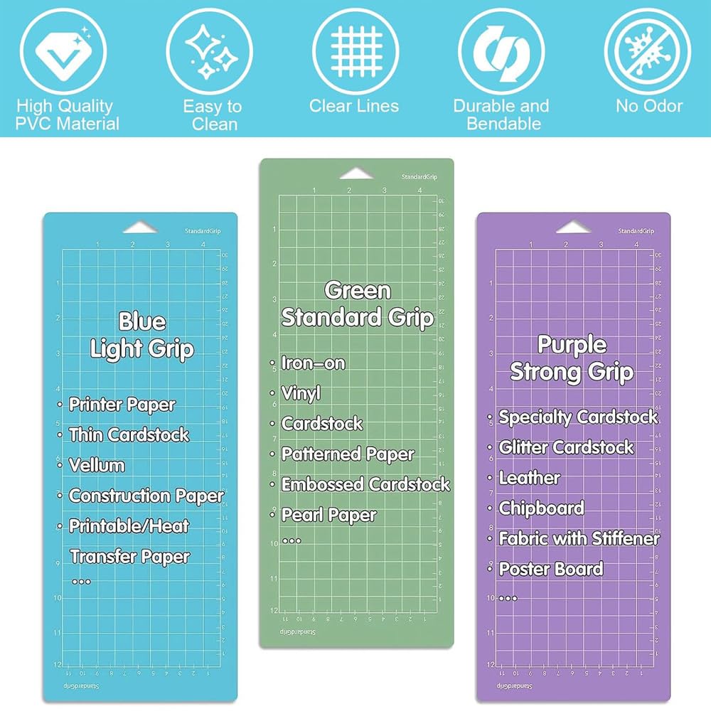 Tappetino da Taglio per Cricut Joy 4,5" x 12" + 4,5" x 6,5" Varietà Grip Accessori di Ricambio 6 Pezzi