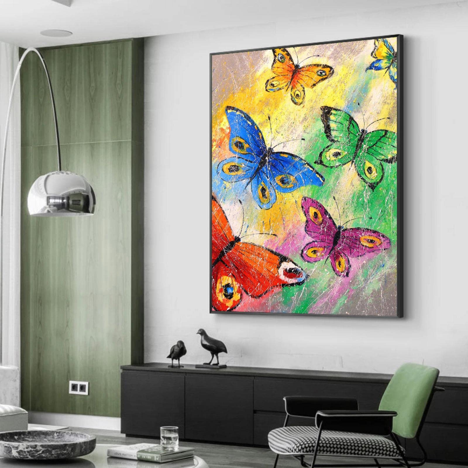 Amazon｜抽象的な昆虫カラフルな蝶キャンバス絵画壁アート写真子供の