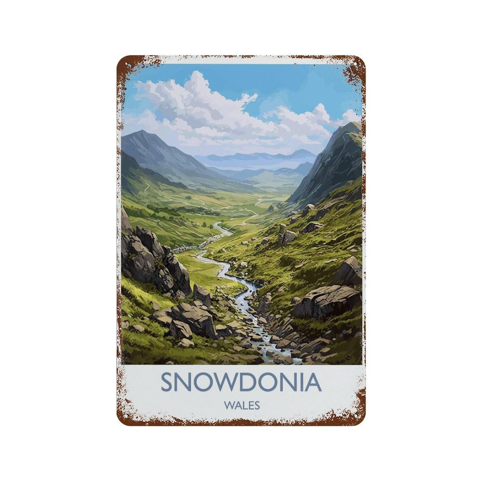 xiaoxiaoshen Snowdonia Travel Wales Welsh Gift Wall Decor Art Metal Tin Poster Modern Home Decor Art Home Bar Shop Decorations Vintage Sign 30x20cm