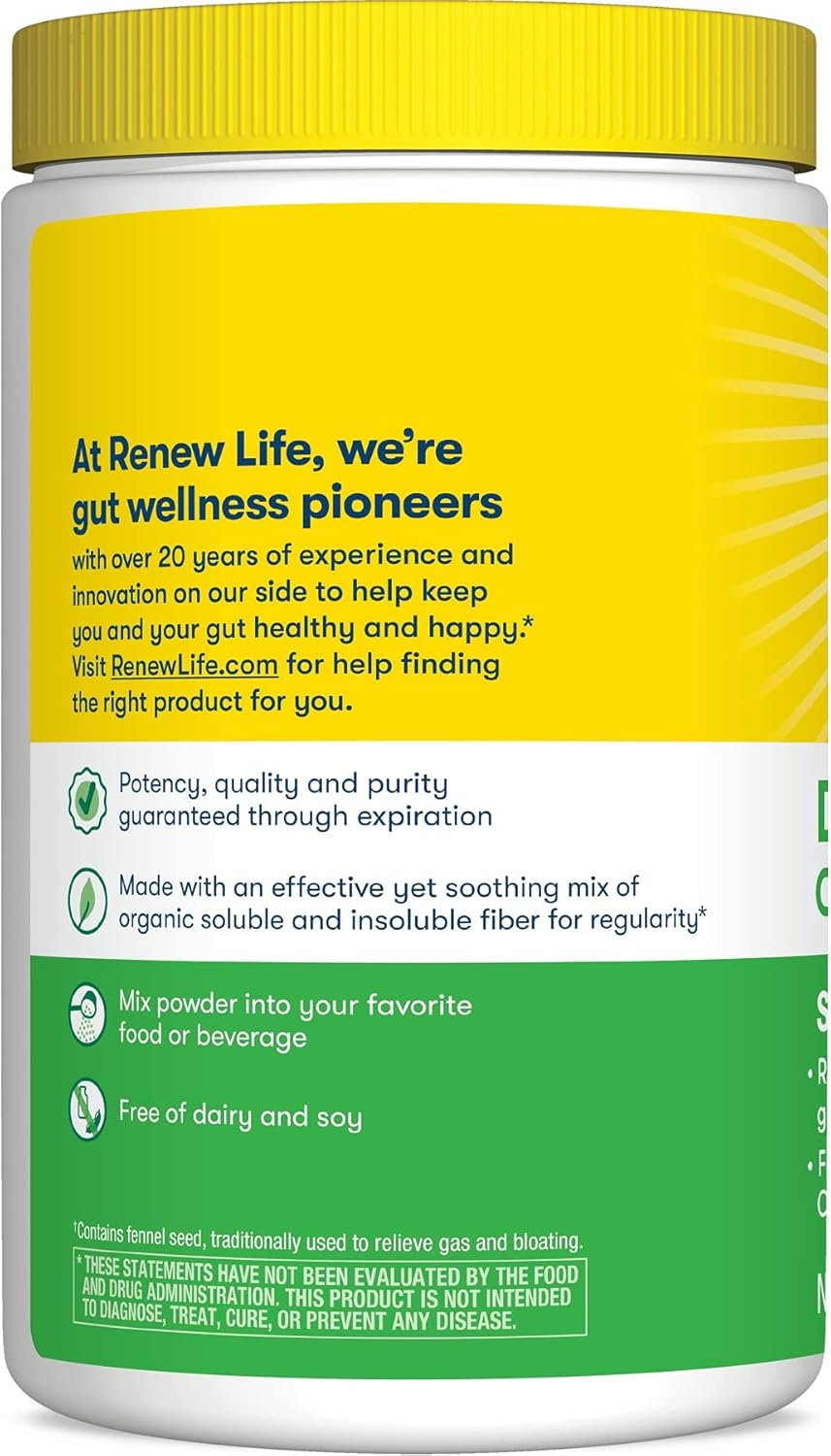 Renew Life Adult Daily Digestive Organic Prebiotic Fiber, Fiber Powder, 8.5 oz. (Package May Vary) (Package May Vary) : Health & Household