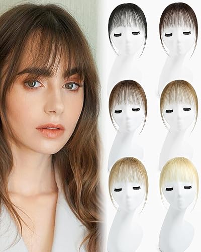 Yamel Light Brown Wispy Bangs Hair Clip in Extensions Human