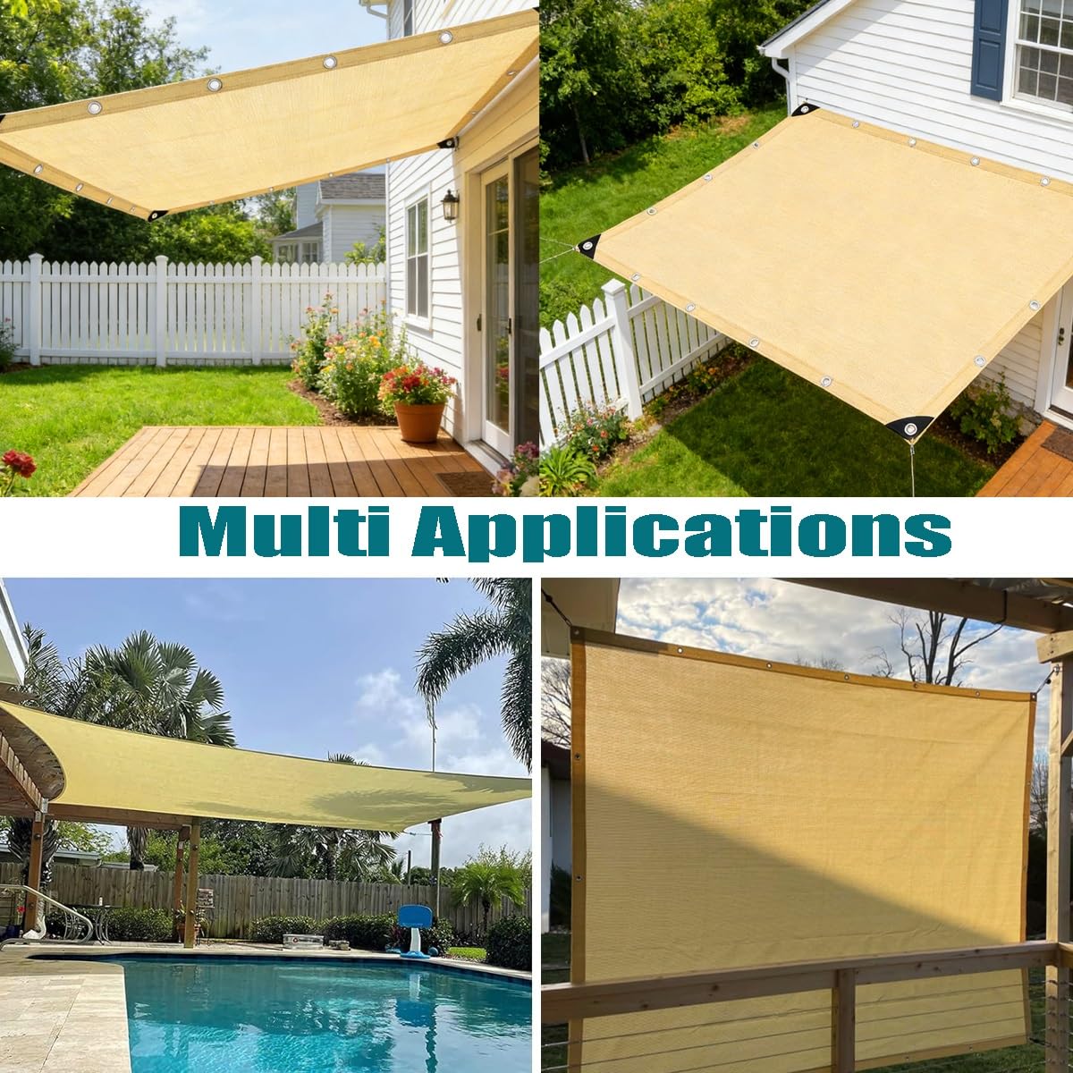 80% UV Red de Sombra Beige, Mallas de Sombreo Jardin,3x4 4x6 6x8m Tela de Sombra para Pergola, Patios, Piscinas, Plantas(4 x 5 m)
