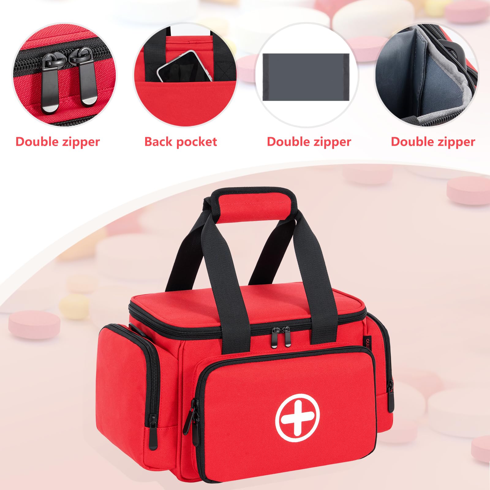Erste Hilfe Tasche Leer, Professionelle Medizintasche,Notfalltasche, RD | Professionelle Medizintasche, Notfalltasche, Medikamententasche Groß, Für Krankenschwestern, Hausarzt, Häusliche Pflege