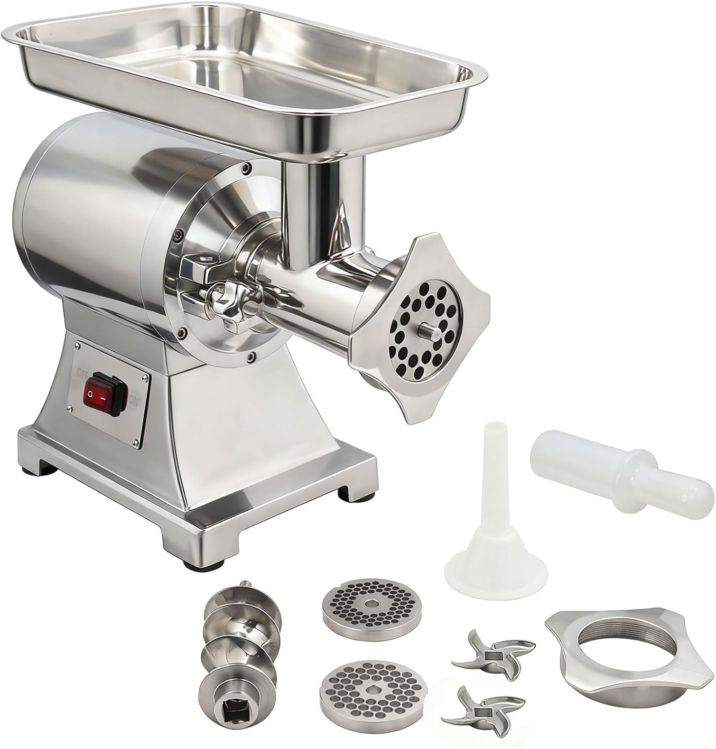 Heavy Duty Commercial Meat Grinder Machine 1.5 HP, 1100W, 330LB/h Stainless Steel Electric Meat Mincer with 2 Blades & Meat Pusher Ideal for Home Kitchen, Hotel, Restaurant