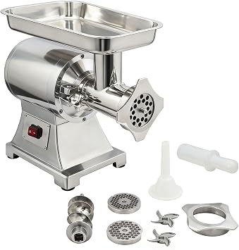 Heavy Duty Commercial Meat Grinder Machine 1.5 HP, 1100W, 330LB/h Stainless Steel Electric Meat Mincer with 2 Blades & Meat Pusher Ideal for Home Kitchen, Hotel, Restaurant
