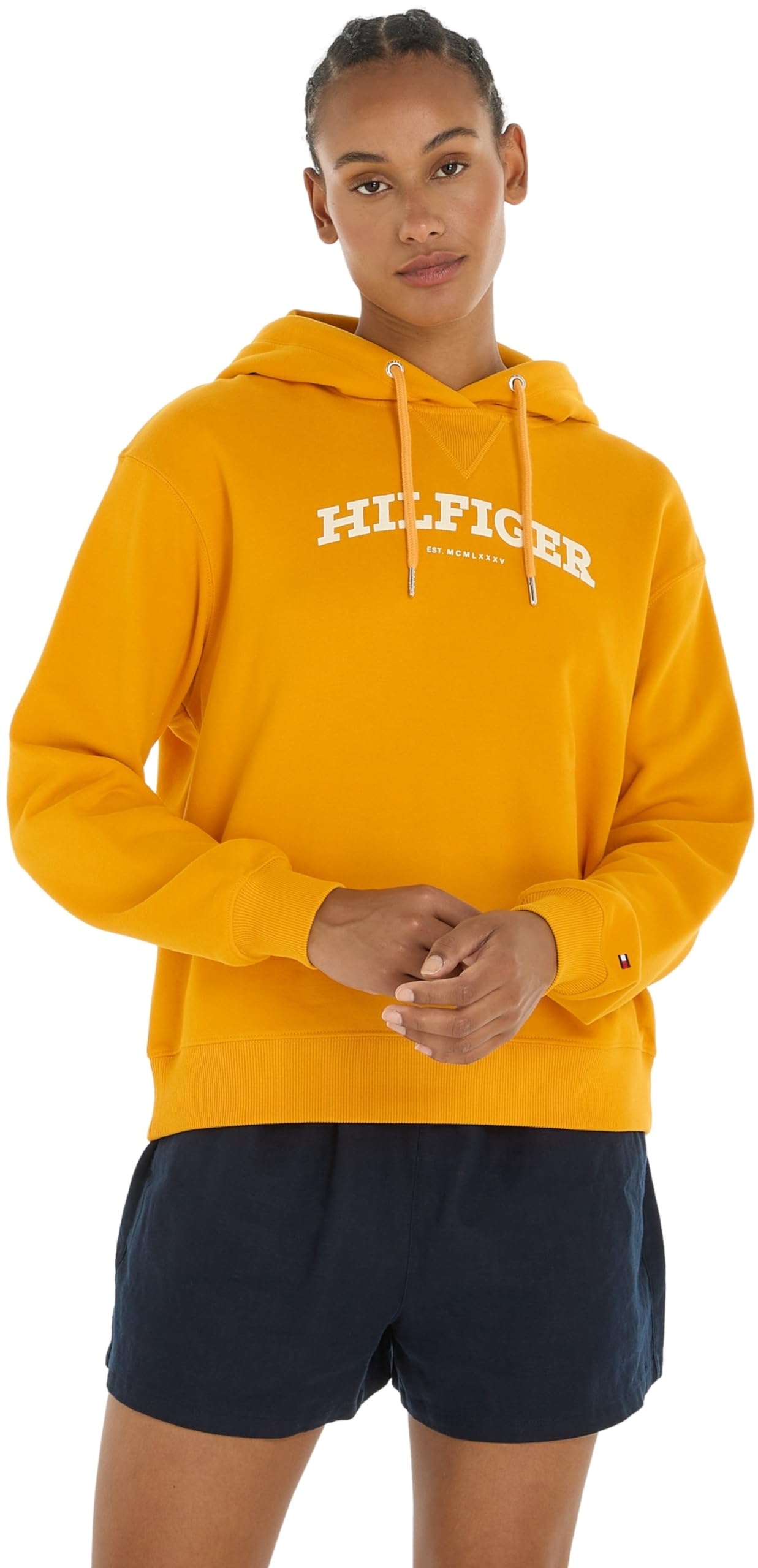 Tommy Hilfiger Damen Hoodie mit Kapuze, Orange (Rich Ochre), XS