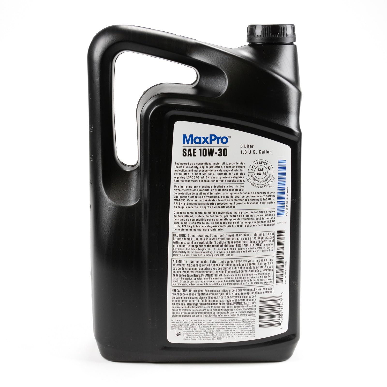 Mopar MaxPro Motoröl ÖL 10W30 5L 5 Liter ILSAC GF-5 MS-6395