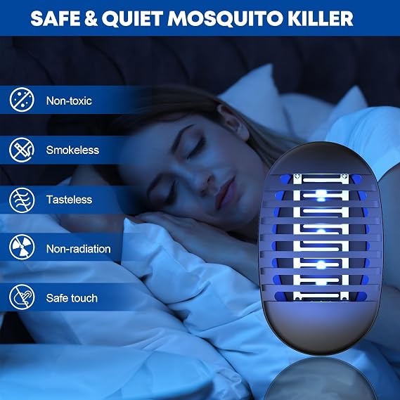 Mosquito Killer Lamp, Fly Zapper with UV Light, Powerful Electric Mosquito Bug Zapper with Cleaning Brush, Plug in Mosquito Pest Repellent for Home, Bedroom, Kitchen, Office, Indoor, Black