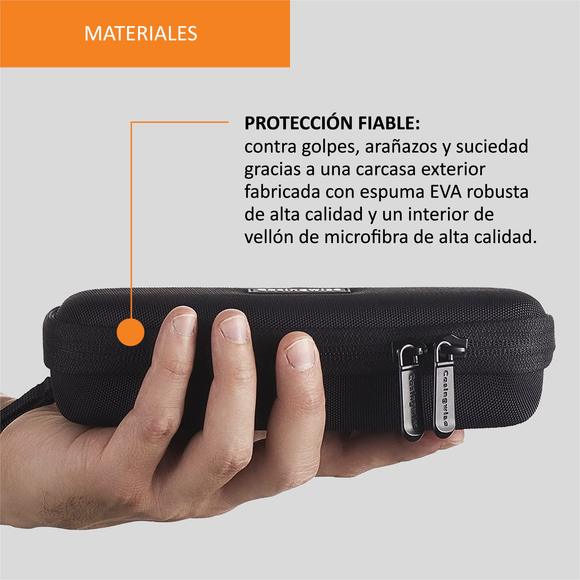 Funda para Bite Away con compartimento de red para baterías de curandero, tiritas y accesorios/práctica funda de viaje para mordida/funda con asa de espuma y microfibra