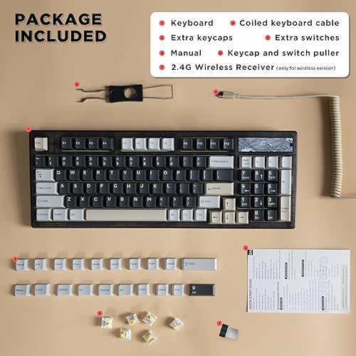 Miniatura 6 de YUNZII Keynovo IF98 Pro Tri-Mode Wireless Bluetooth Junta intercambiable en caliente, teclado mecánico para juegos 98 teclas, 96% 1800 diseño RGB