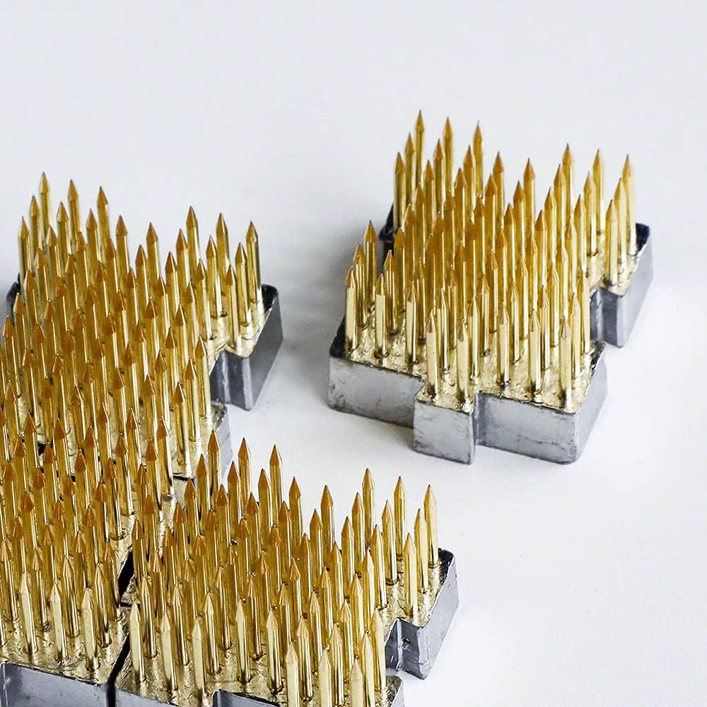 Wazakura 4PCS Interlocking Mini Ikebana Kenzan Flower Frog, Made in Japan, Japanese Floral Arranging Pin Holder - 1.25"(32mm) x1.18(30mm) Brass, 4PCS