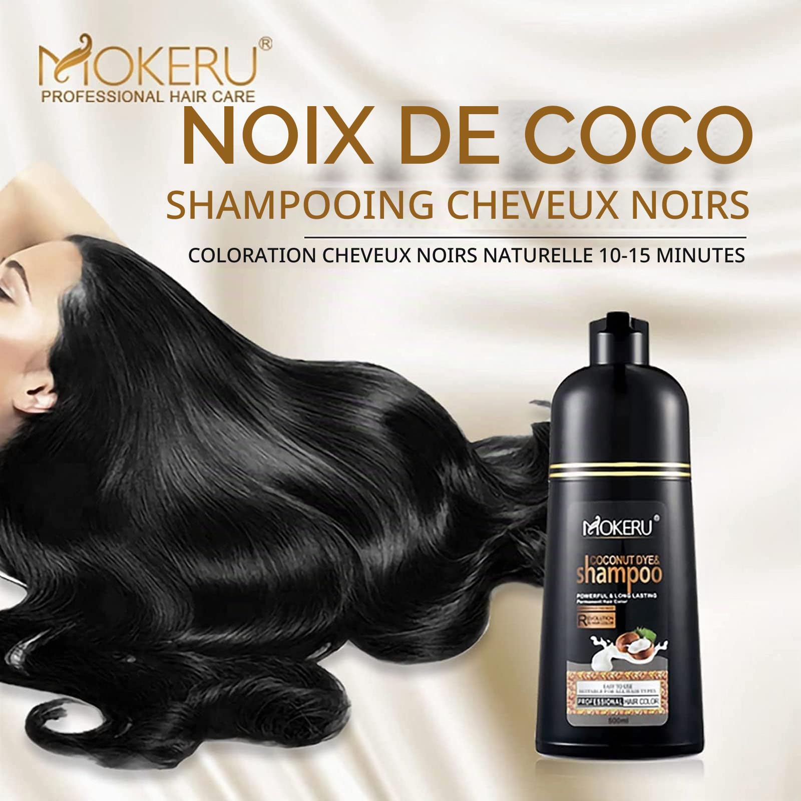 カラーリング・白髪染め MOKERU Coconut Dye & Shampoo 500ml MOKERU Coconut Dye Shampoo for Grey Hair, 3 in 1 Shampoo for Men