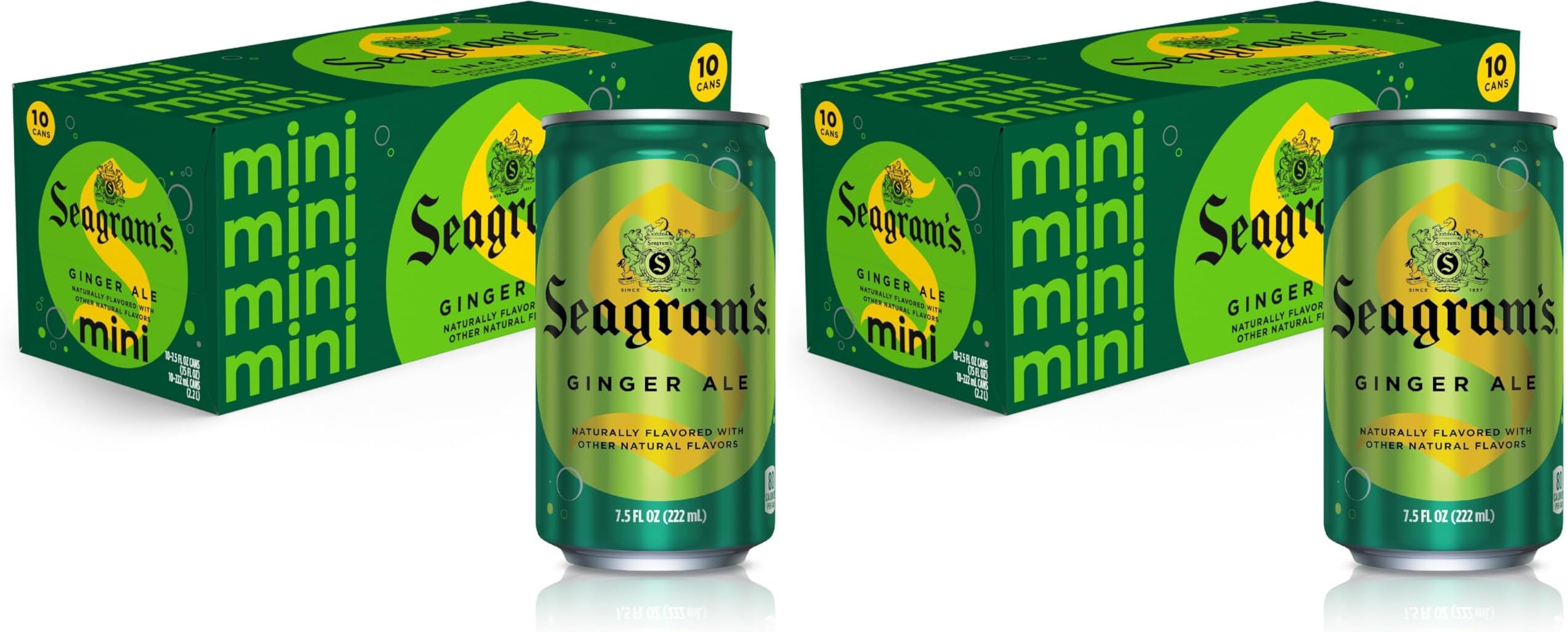 Seagrams Ginger Ale Soda Soft Drinks, 7.5 fl oz, 20 Pack