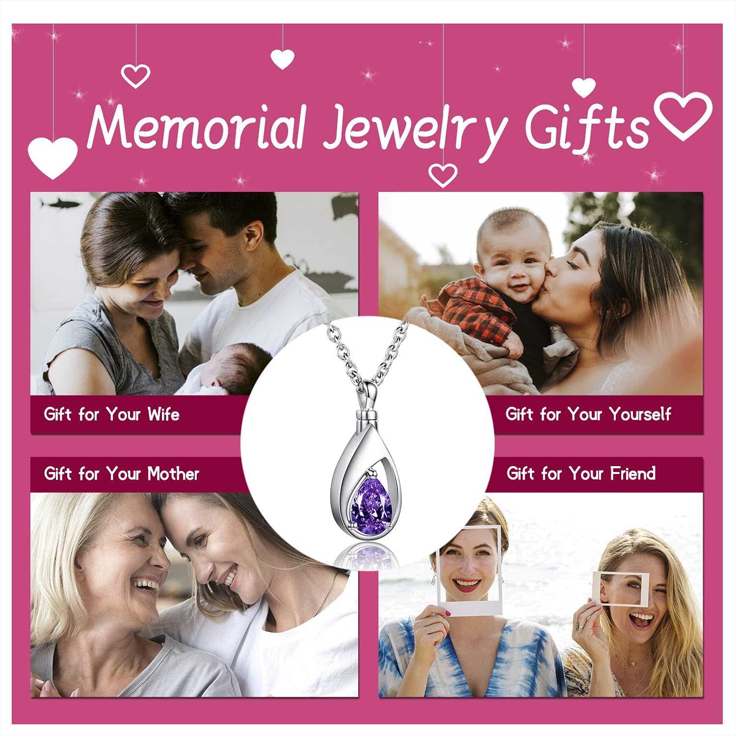 Sariel 925 Sterling Silver Cremation Jewelry Memorial CZ Teardrop Ashes Keepsake Urns Pendant Necklace for urn Necklaces Ashes Jewelry Gifts - Image 5