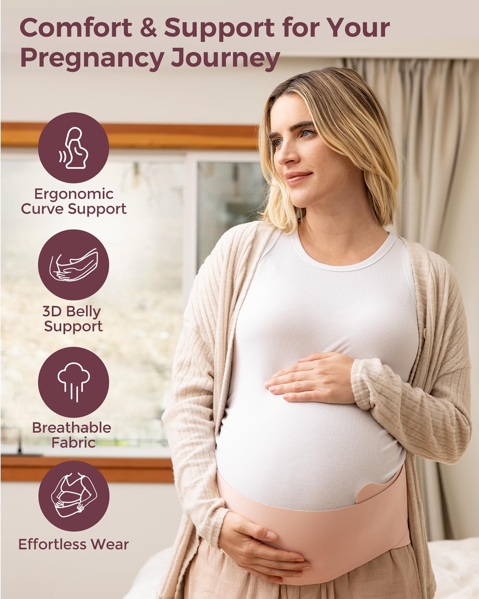 Bandeau De Grossesse Momcozy - Soutien Abdominal Réglable Et Respirant Pour Femme Enceinte