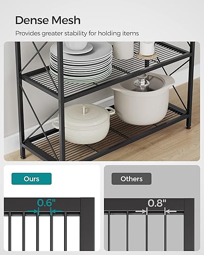Miniatura 27 de SONGMICS Estante de almacenamiento de metal de 3 niveles con ruedas, estantería de malla con marcos laterales en X, 23.6 pulgadas de ancho