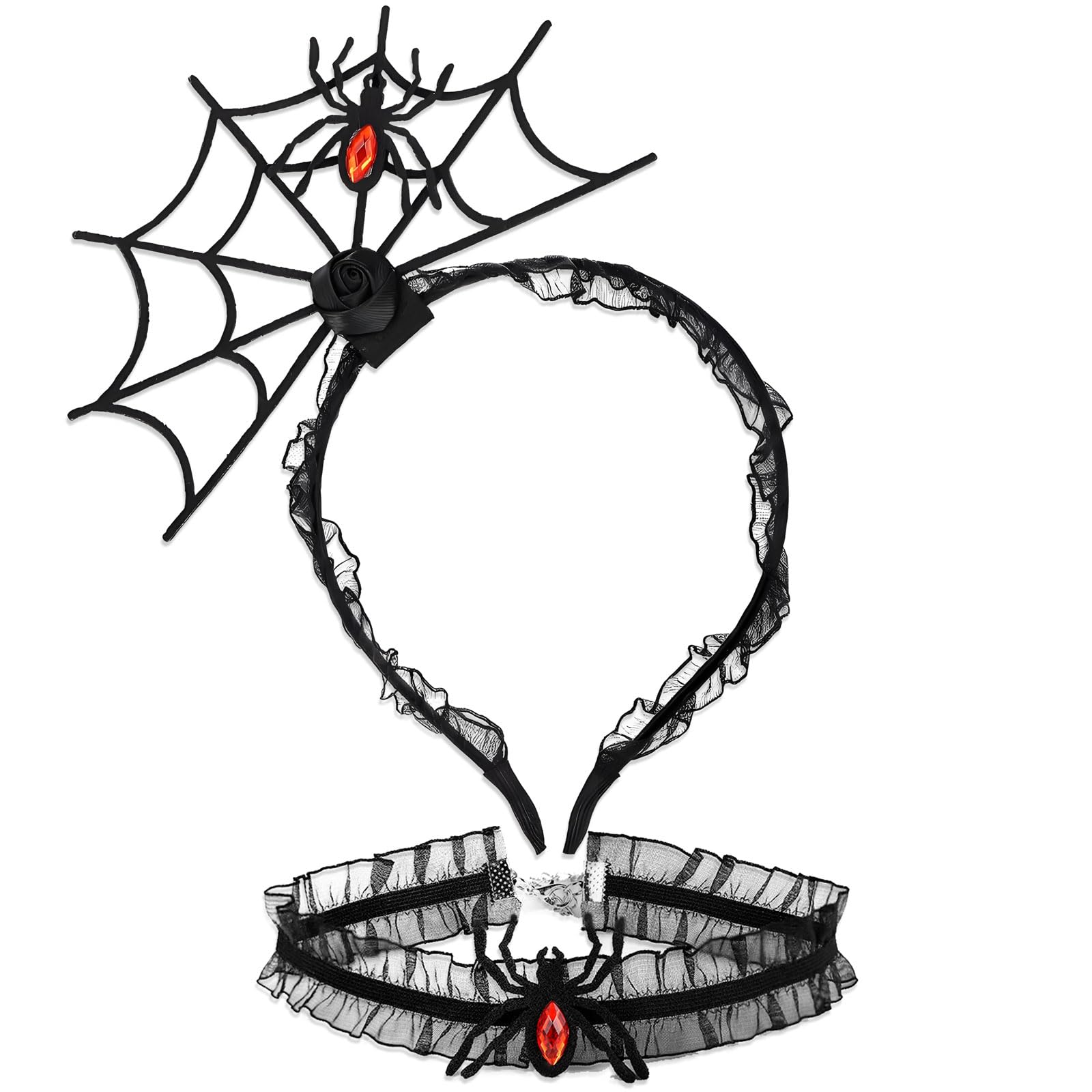 Halloween Headbands Black Spider Headband Lace Spider Choker for Halloween Accessories for Women