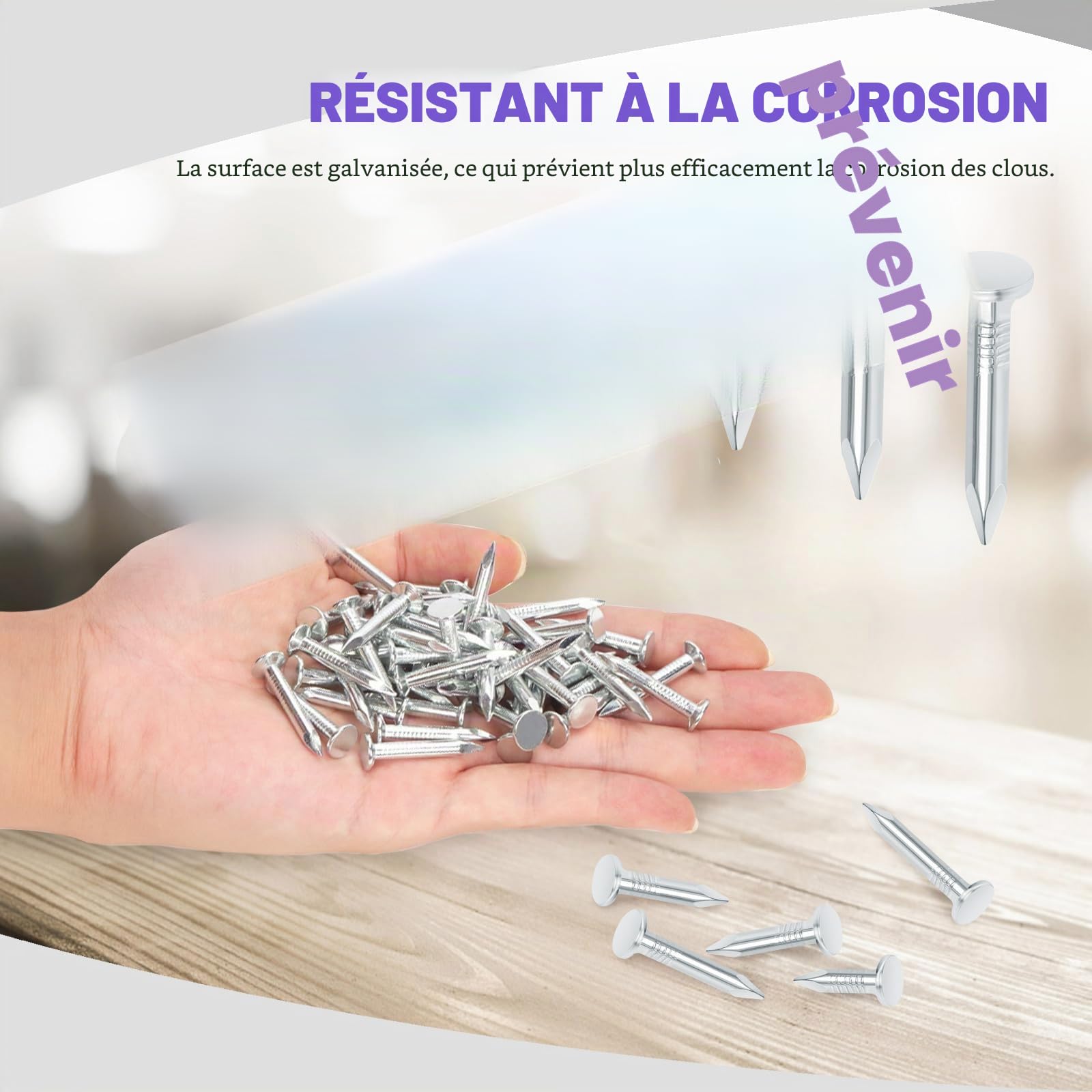 Swpeet Lot de 300 clous en feutre galvanisé de haute qualité de 2,5 cm pour toiture en feutre, bardeaux d'asphalte et panneaux isolants