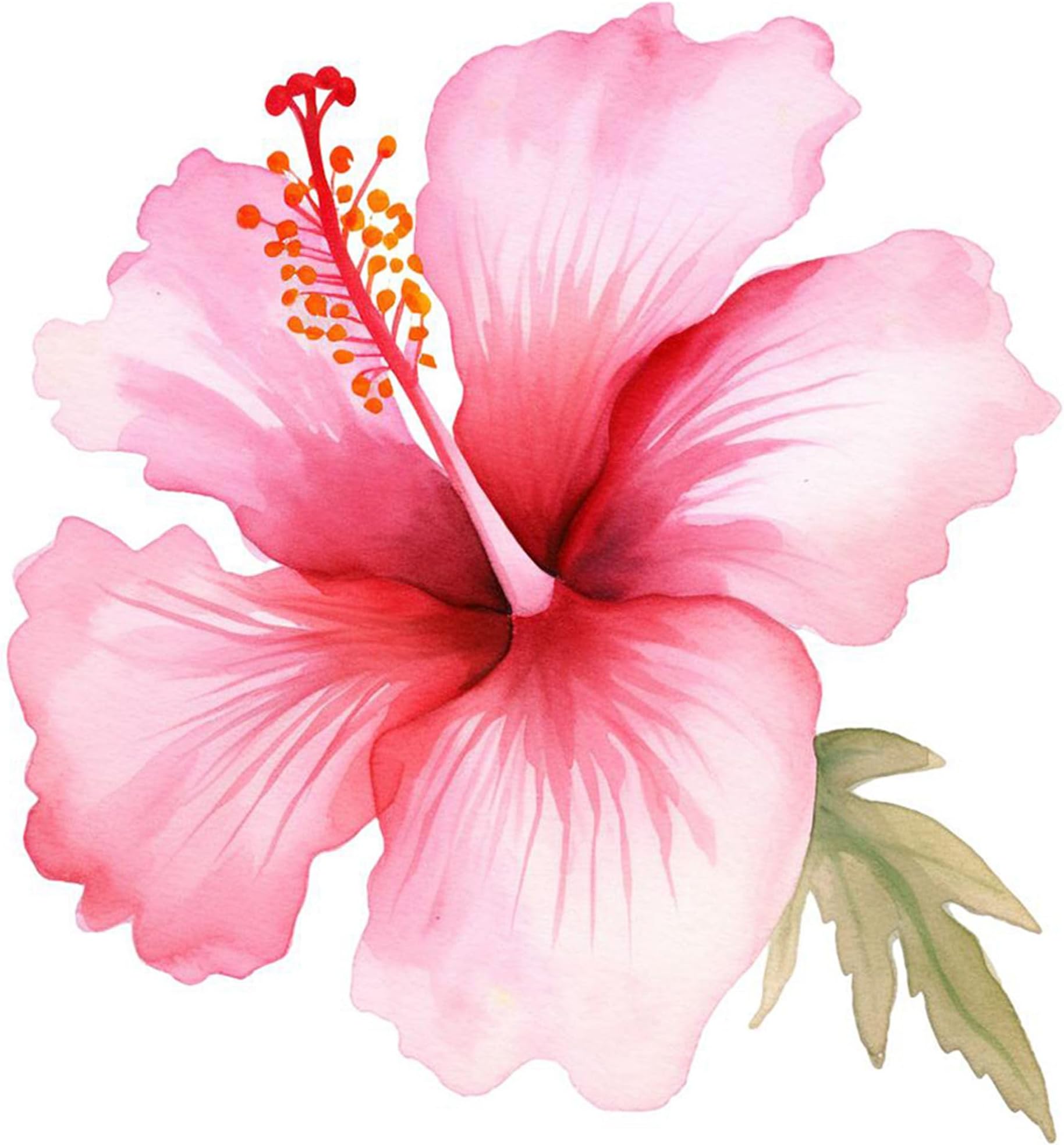 Wild Plant 6 Sheets Temporary Tattoos for Men Adults Wildflower Hibiscus Pink Flower in a Watercolor Style Isolated Full Name of The Temporary tattoo for Women Neck Arm Chest for Woman