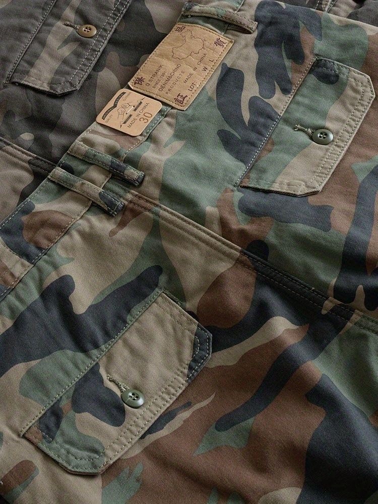 Men's Vintage Casual Loose Multi-Pocket Cotton Cargo Shorts
