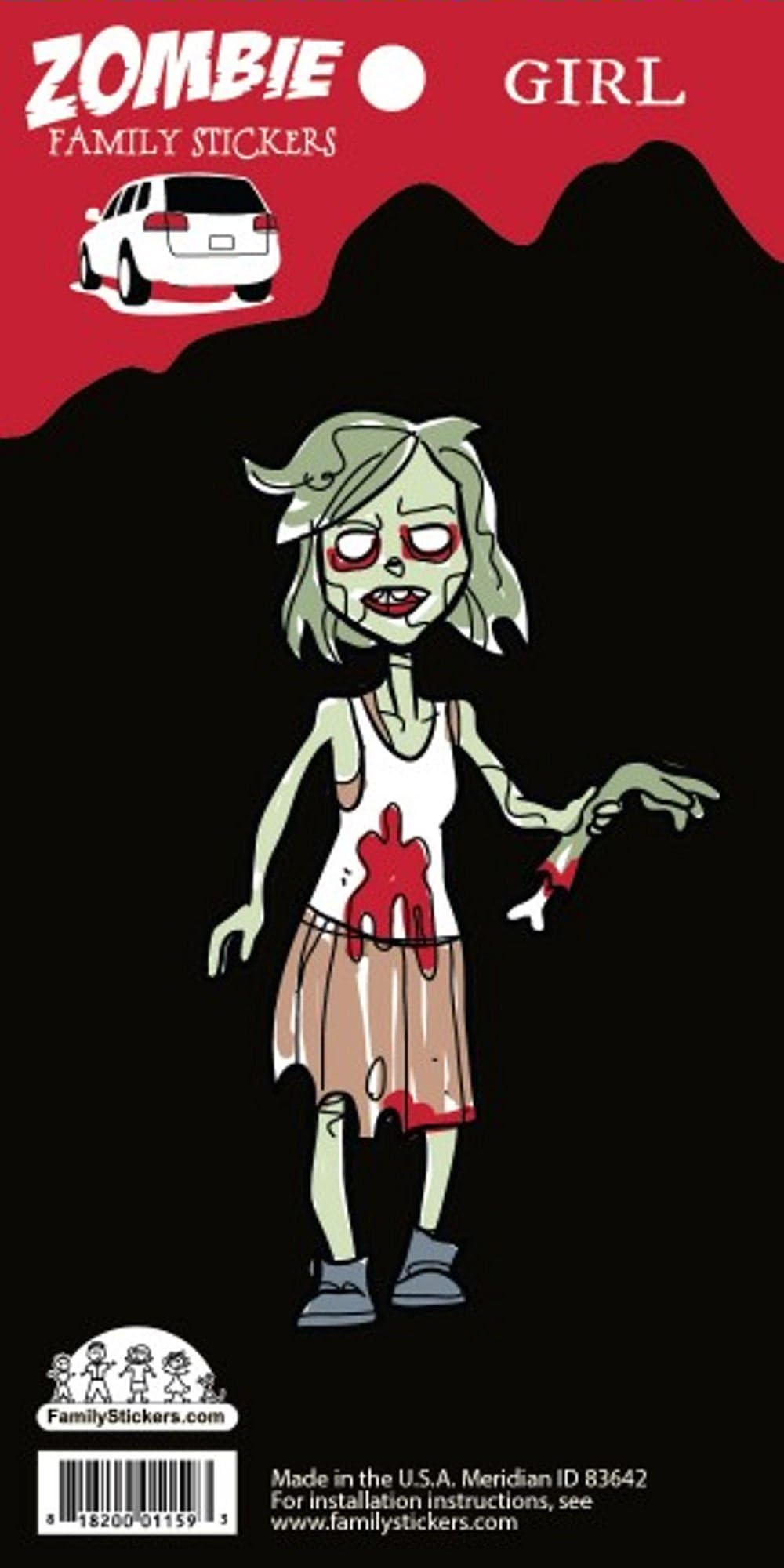 Zombie Vinyl Auto Decal, Girl