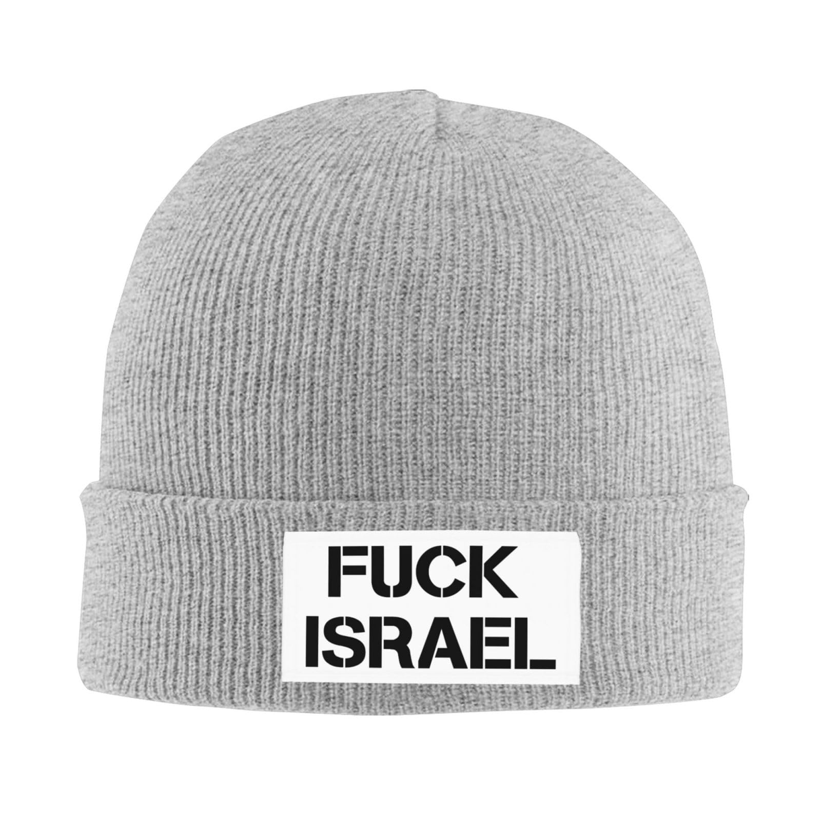 Anceky Fuck Israel Free Palestine Save Gaza Knitted Hat Beanie Hats for Women Men Gray