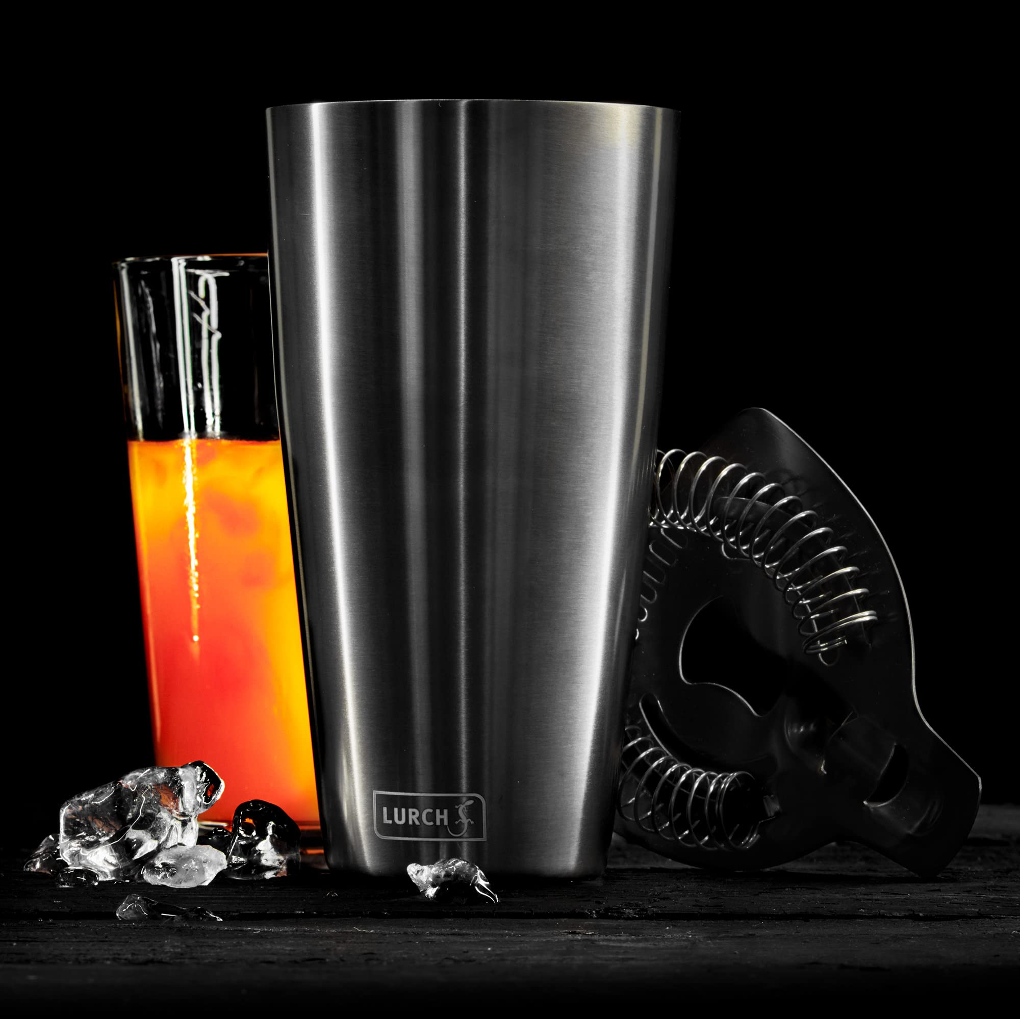 Lurch Boston Passoire Shaker à Cocktail – Filtre Professionnel Inox, Spirale Serrée, Poignée Ergonomique, Compatible Shaker Boston & Verres Mélangeurs