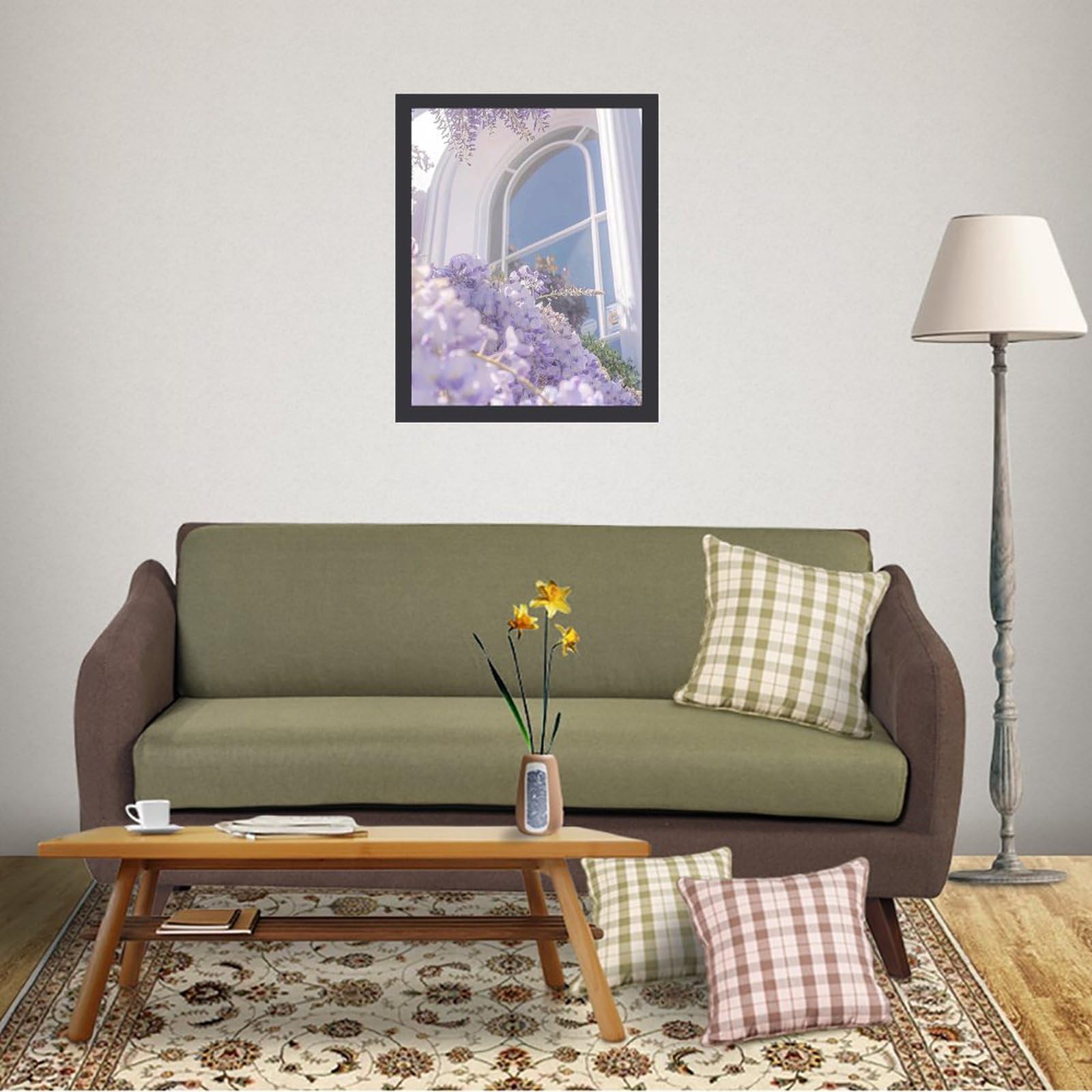 Amazon.co.jp: 窓の向こうに咲く紫の藤 絵画 絵 地中海スタイル アート