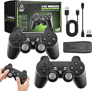 Nostalgic Retro Game Console, 4K Home Video Game Console,Dual Wireless Controllers Plug & Play Video Game Stick, TV Video Game Player with 2.4G Wireless Control Gamepads,Built in 10000+ Games (64G)