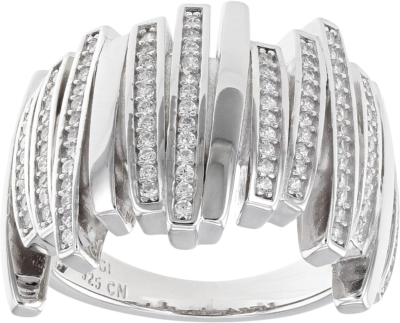 JTV Bella Luce 1.05 CTW Cubic Zirconia Ring for Women - Rhodium-Plated Sterling Silver - Classic White Diamond Simulant - Elegant & Durable Gift Jewelry