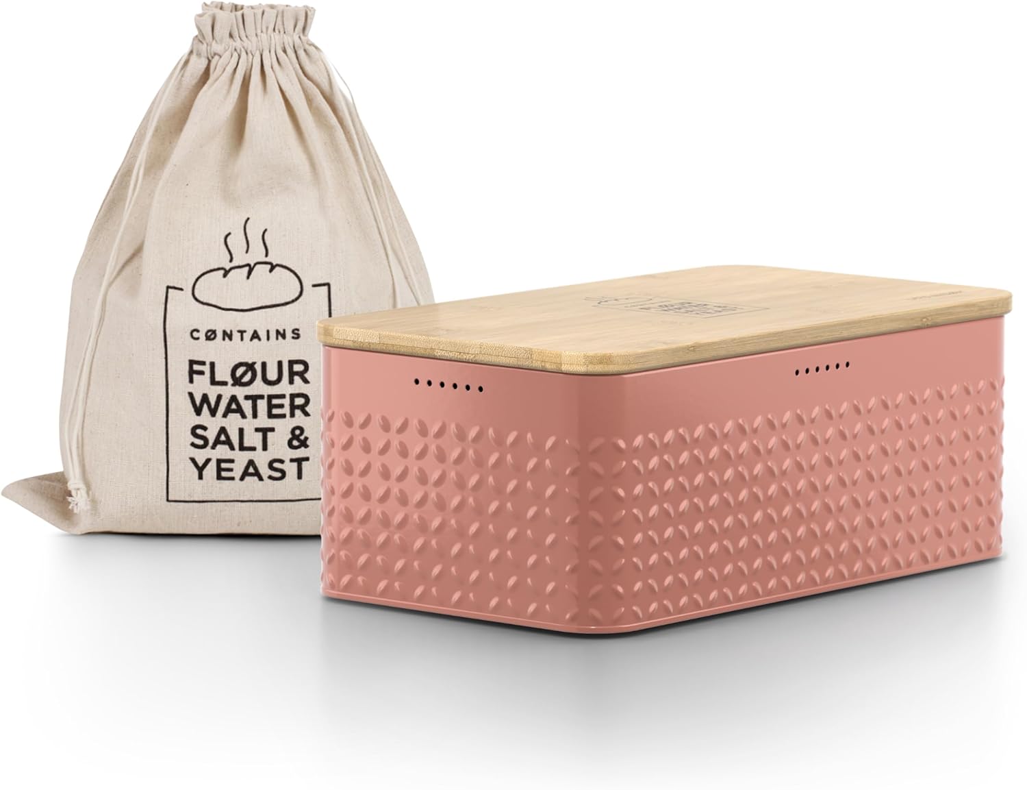Bread Box with Linen Bag & Bamboo Lid