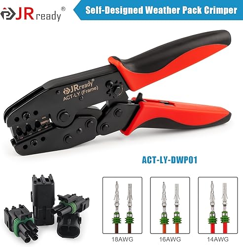 Miniatura 9 de JRready ACT-AD10 Herramienta de prensado de cables para conectores termorretráctiles AWG 22-10 – Crimpadora de terminales de alambre de trinquete