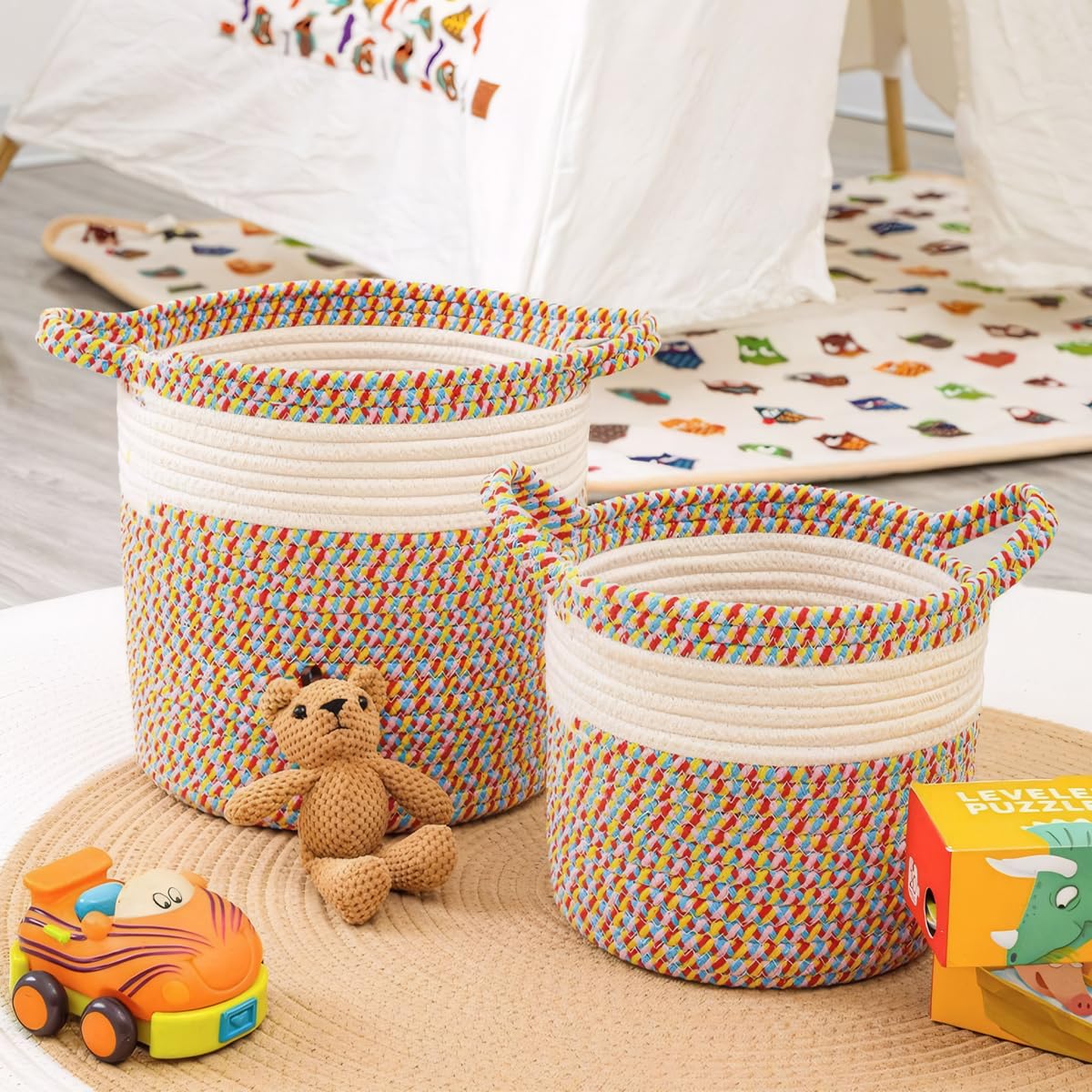 Panier pratique pour magazines et journaux pour votre maison - Idéal pour 2 boîtes de réception dans la salle de bain pour quatre personnes - Tricot à partir du casier - Dimensions : 25 x 25