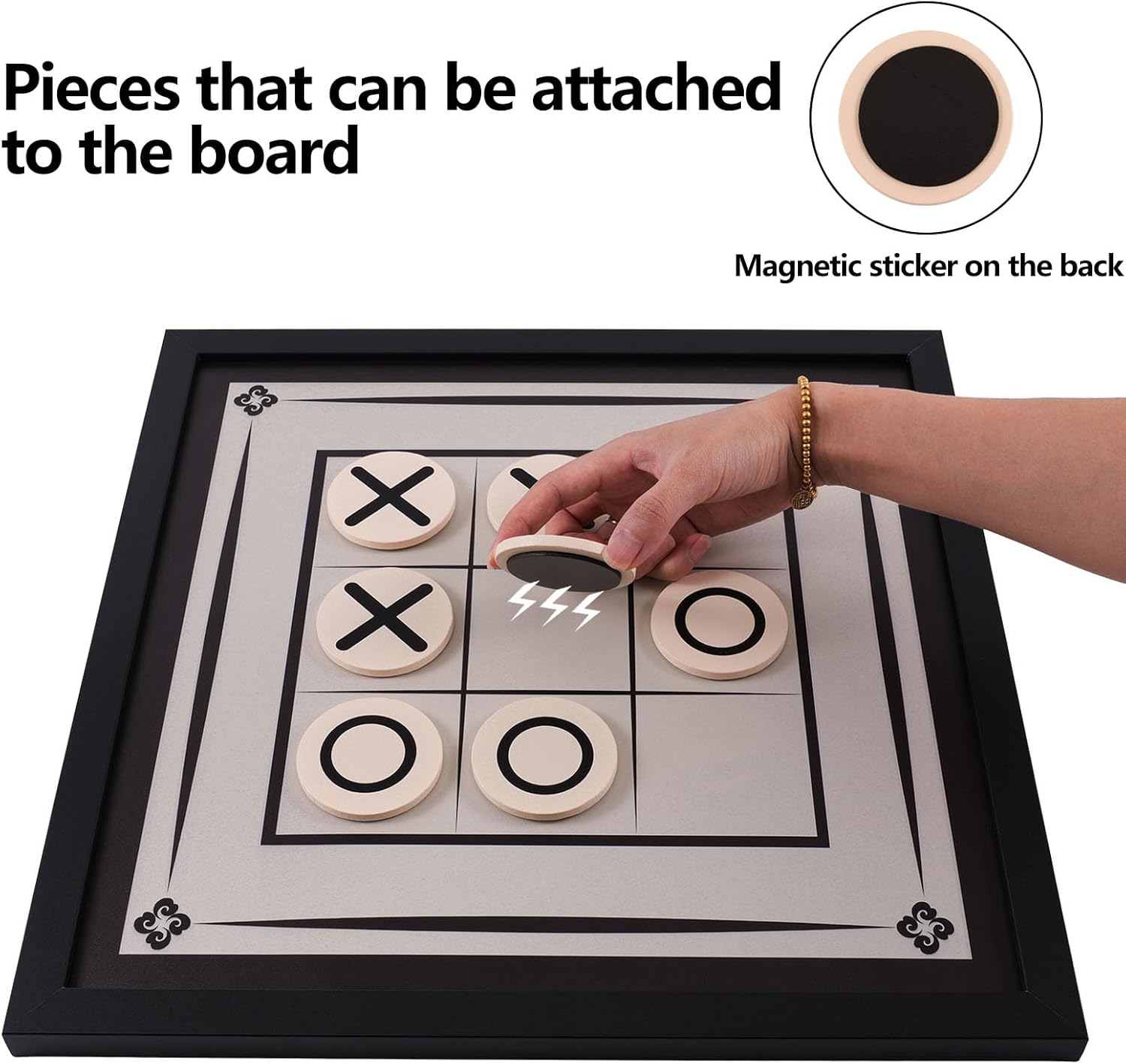 Wall Mounted Games - 16 inch Wall Art Tic Tac Toe Game for Game Rooms/Home Decor，Including 2×5 Pieces and Piece Storage Bag - Ideal as Housewarming&Holiday Gift