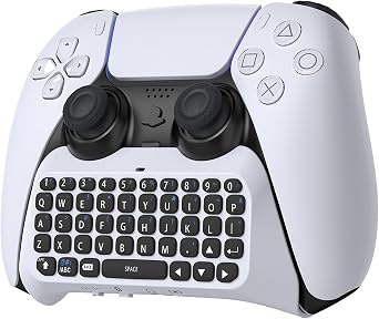 Wireless Controller Keyboard for PS5/PS5 Pro, Bluetooth 3.0Mini Portable Gamepad Chatpad with Built-in Speaker&3.5MM Audio Jack for PS5/PS5 Pro Voice Chat Board for Messaging&Gaming Live Chat White