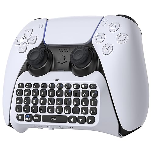 Wireless Controller Keyboard for PS5/PS5 Pro, Bluetooth 3.0Mini Portable Gamepad Chatpad with Built-in Speaker&3.5MM Audio Jack for PS5/PS5 Pro Voice Chat Board for Messaging&Gaming Live Chat (White) - White