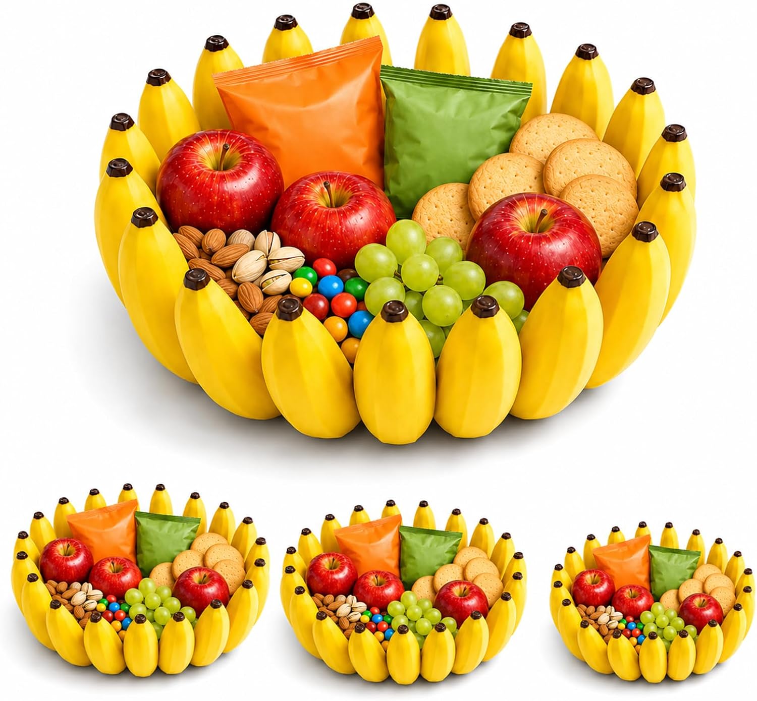 Creative Banana Shape Fruit Bowl, Multifunctional Cute Funny Kitchen Counter Organizer for Fruit Snack Remote Storage, Novelty Kitchen Decor Housewarming Gift,15CM