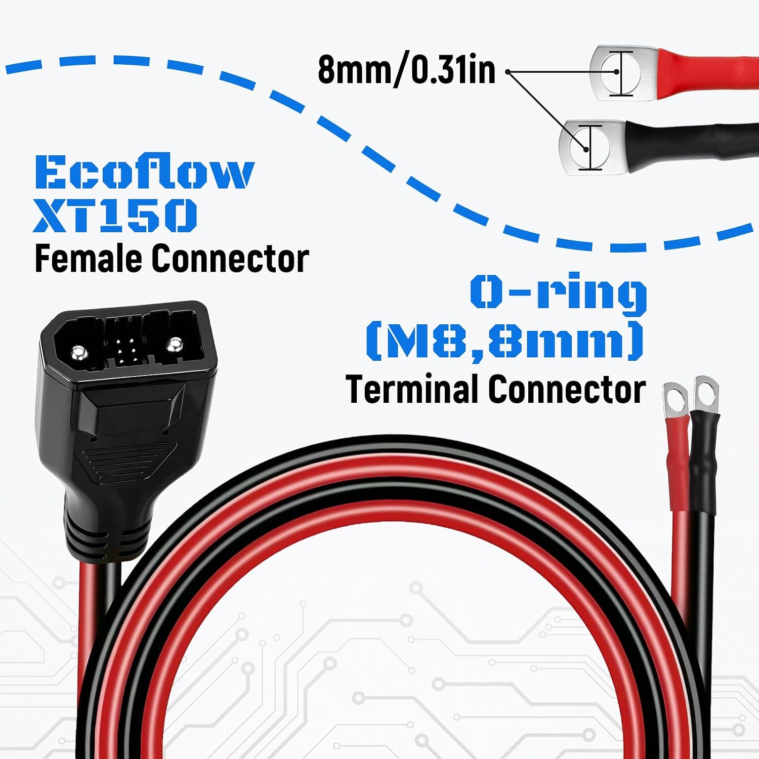 50A PPS Expansion Adapter Cable 8AWG 5FT Fit for EF EcoFlow Delta 2/2 Max/3/3 Plus,Wave 3,Compatible with Server Rack Battery,Support Bidirectional Fast Charge,Suitable for Home Energy Storage,Backup